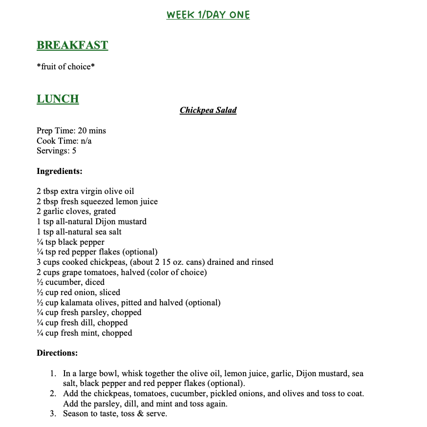 Naturalite Four Week Meal Plan - Wholesome Recipes for Vibrant Living